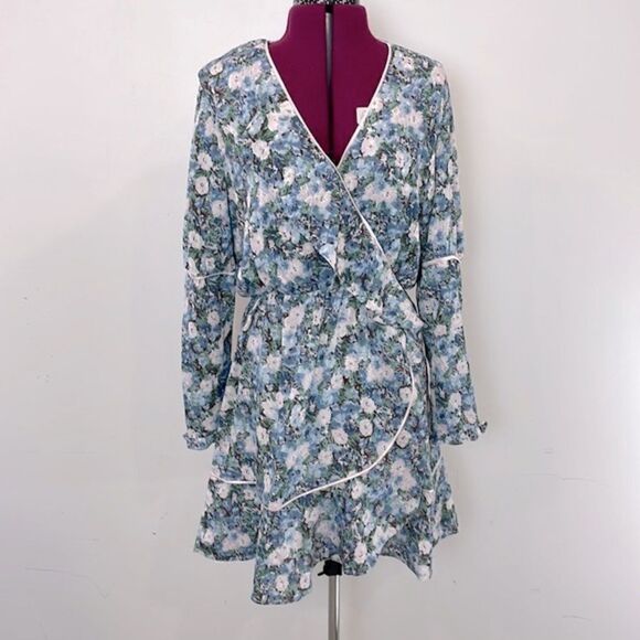 En Saison Floral Ruffle Mini Wrap Dress Cocktail Dress - Picture 2 of 13